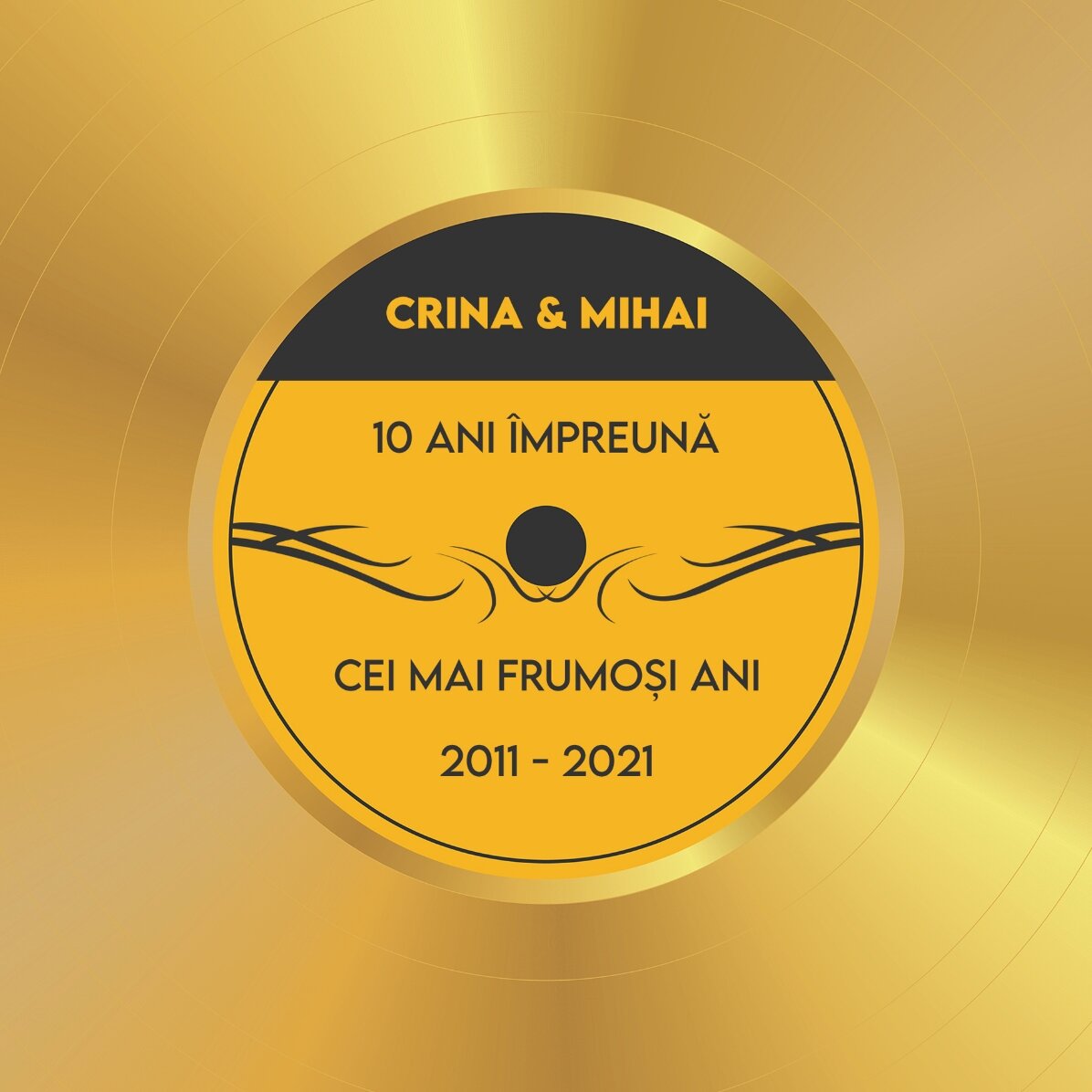 Personalised painting with text - The Golden Disc