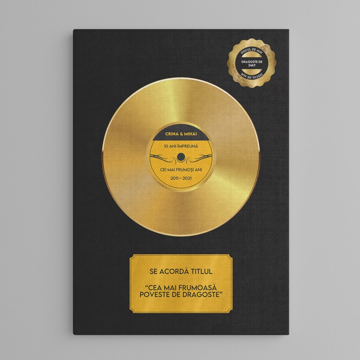 Personalised painting with text - The Golden Disc