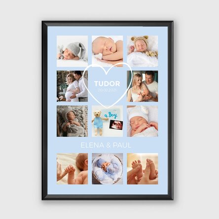 Tablou personalizat cu text și 11 poze - Baby boy