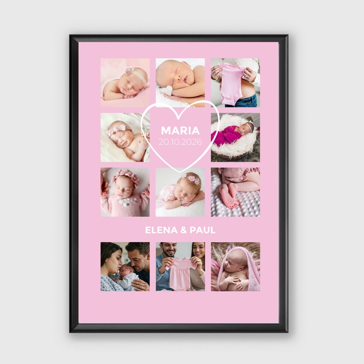 Personalised canvas with text and 11 photos - Baby boy