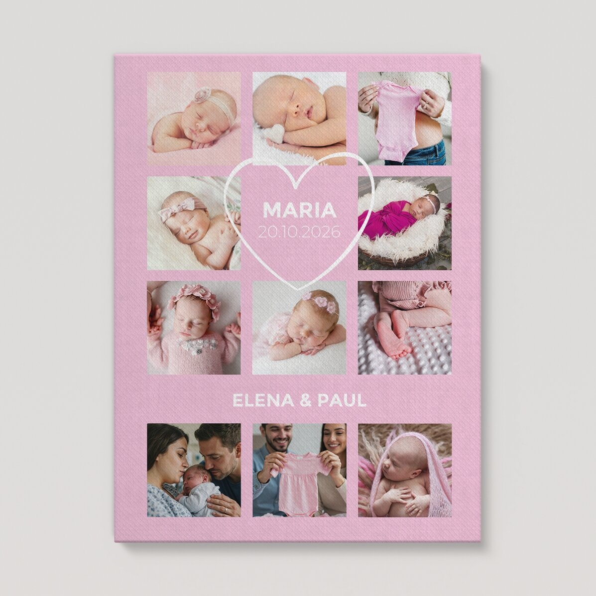Personalised canvas with text and 11 photos - Baby boy