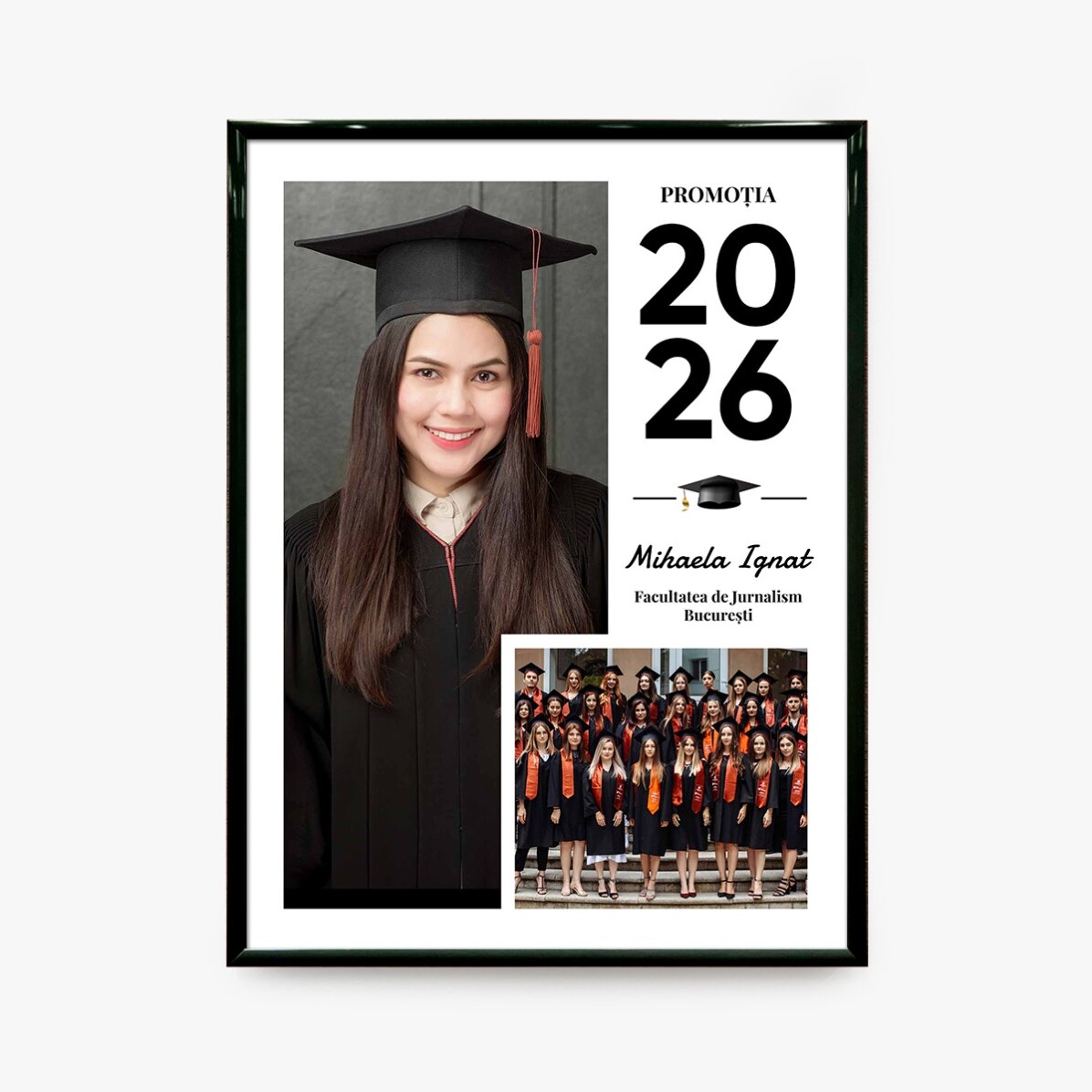 Personalised canvas with text and 2 photos - Graduation