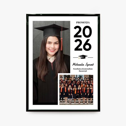 Personalised canvas with text and 2 photos - Graduation