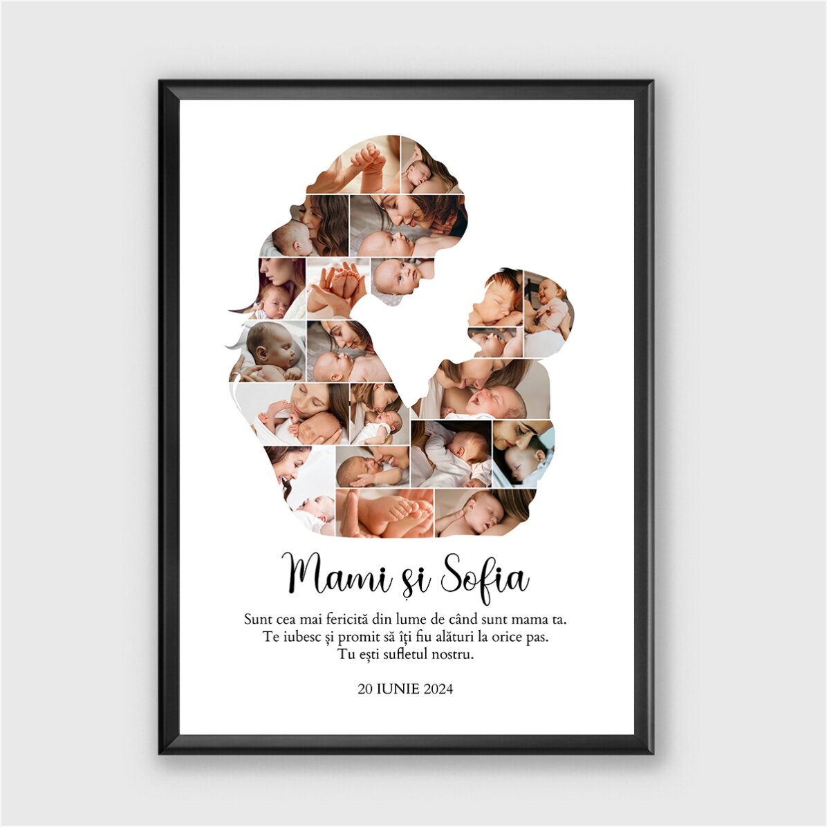 Personalised canvas with text and 21 photos - Mom and baby