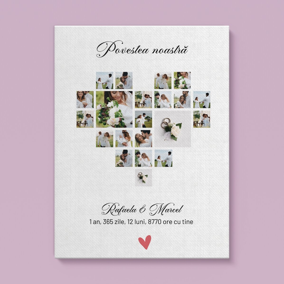 Personalised canvas with text and 21 photos - Our story