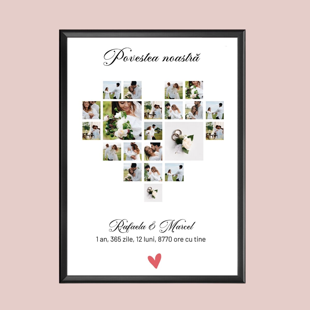 Personalised canvas with text and 21 photos - Our story