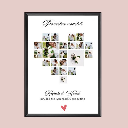 Personalised canvas with text and 21 photos - Our story