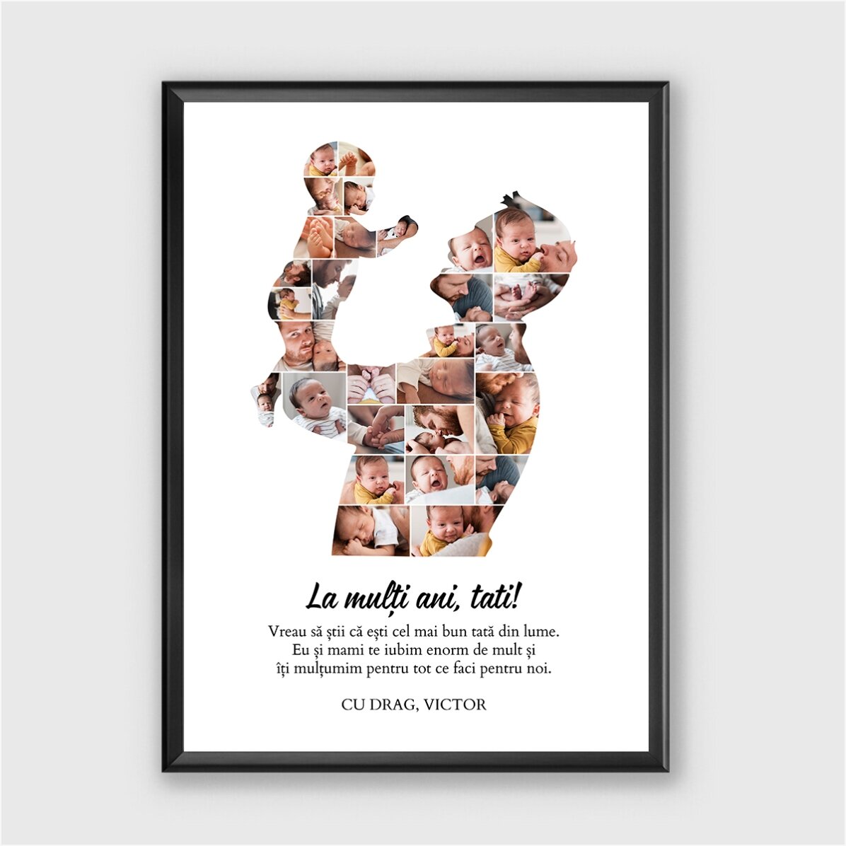 Personalised canvas with text and 29 photos - Dad and baby