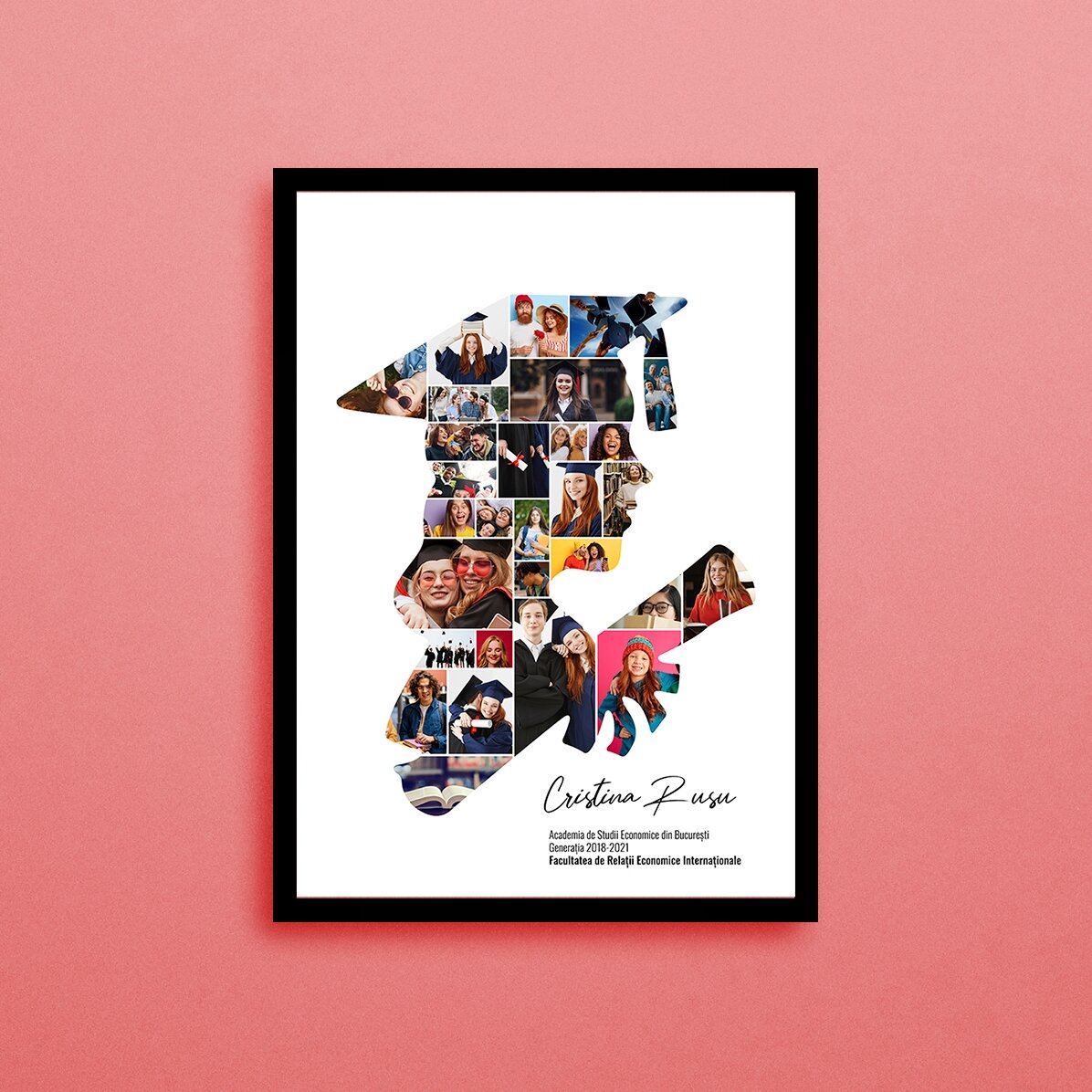 Tablou personalizat cu text și 29 poze pentru absolvire - Ea