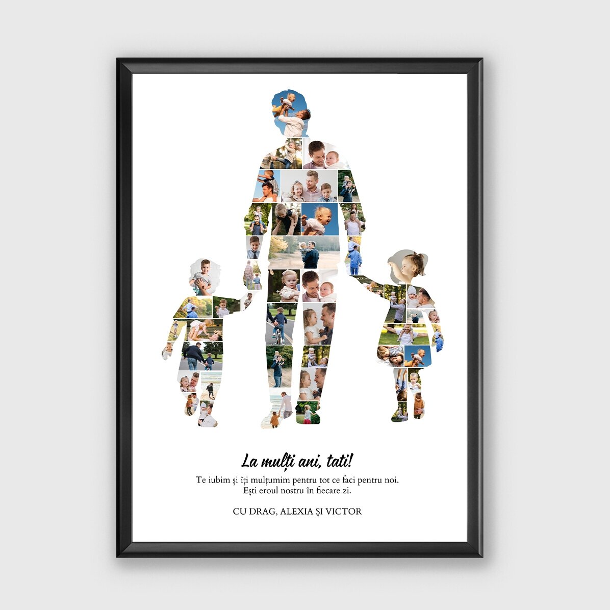 Personalised canvas print with text and 49 photos – Dad, daughter and son