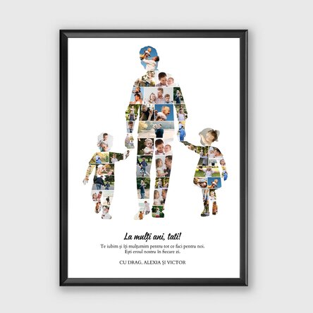 Personalised canvas print with text and 49 photos – Dad, daughter and son