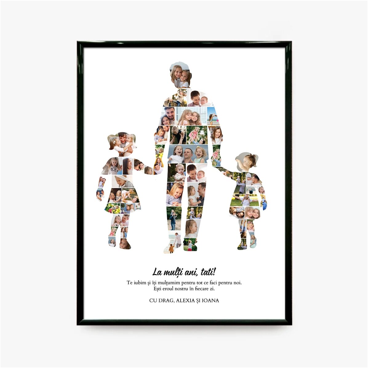 Personalised canvas print with text and 54 photos – Dad, 2 daughters