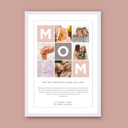 Tablou personalizat cu text și 6 poze - MOM