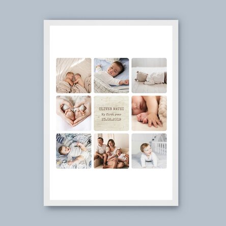 Tablou personalizat cu text și 8 poze - Baby