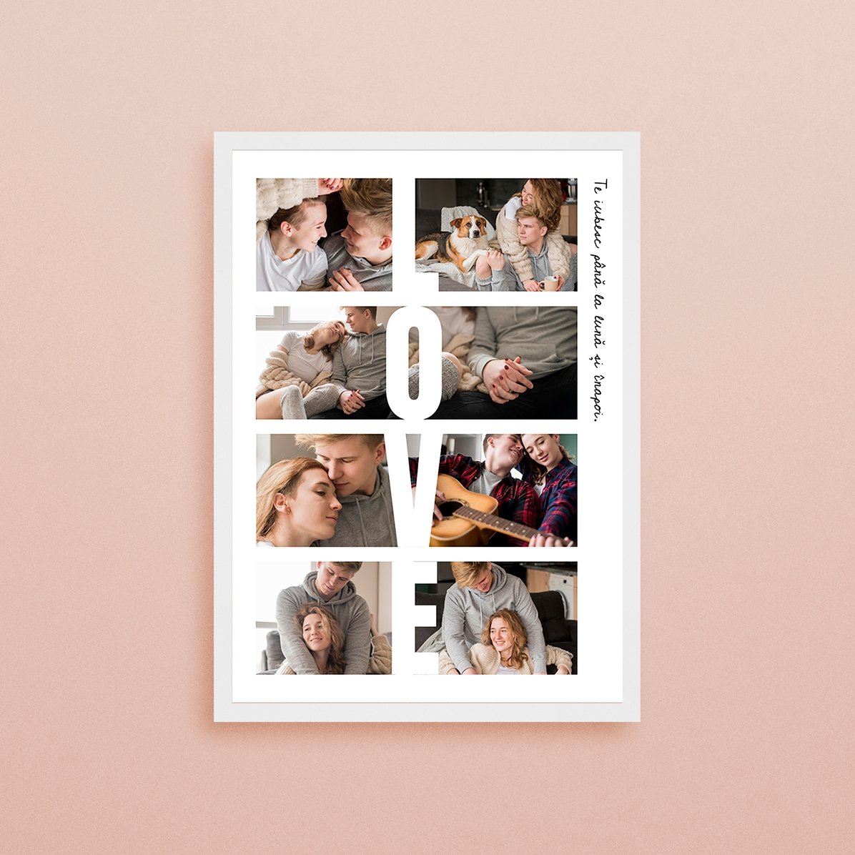 Tablou personalizat cu text și 8 poze - LOVE