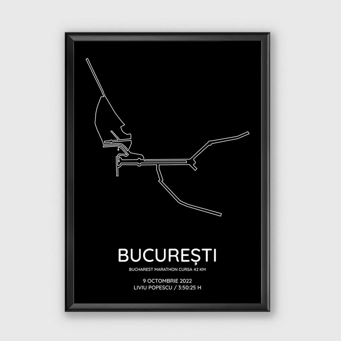 Tablou personalizat cu text și fundal colorat - Bucharest Marathon Cursa 42 km