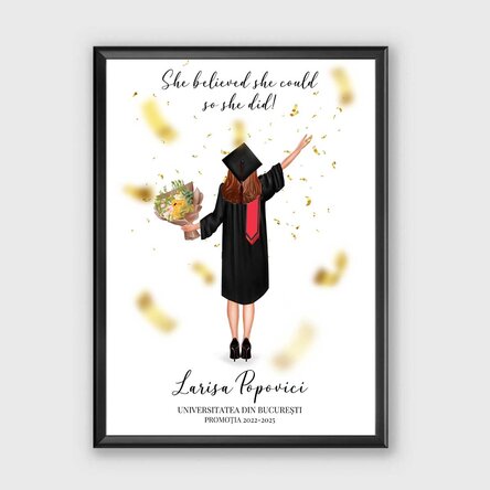Tablou personalizat cu text și schimbarea culorii părului pentru absolvire