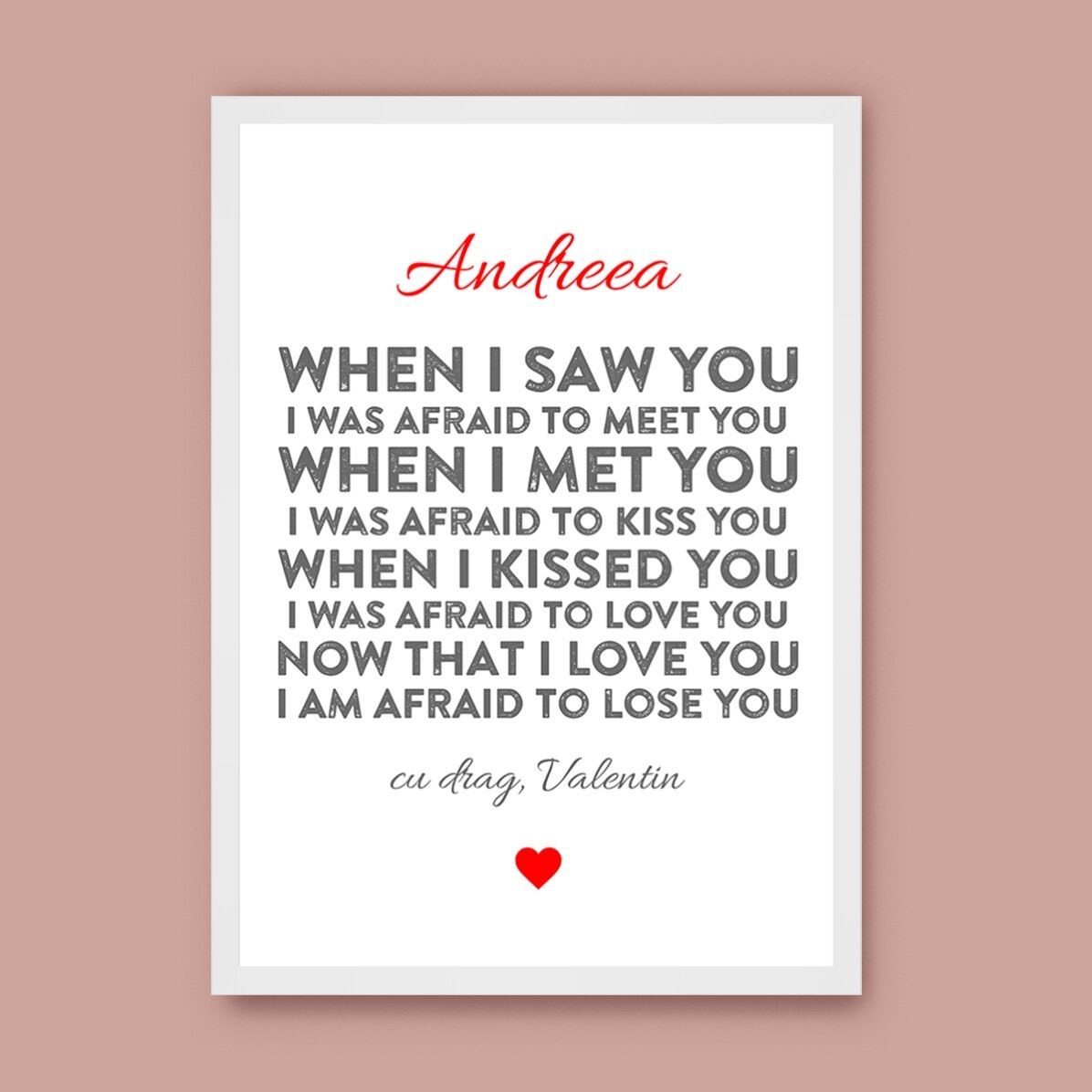 Tablou personalizat - declarație de dragoste