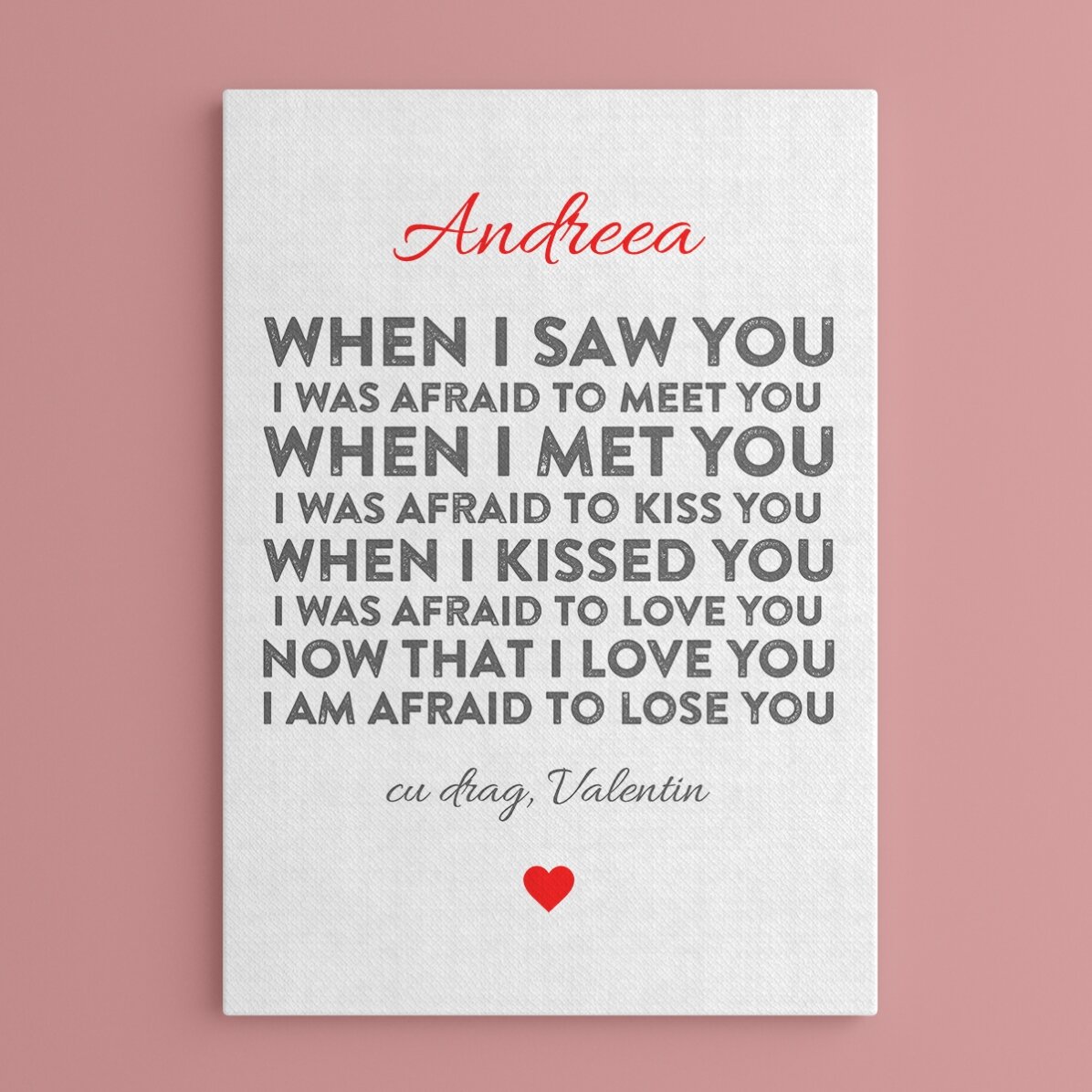 Tablou personalizat - declarație de dragoste