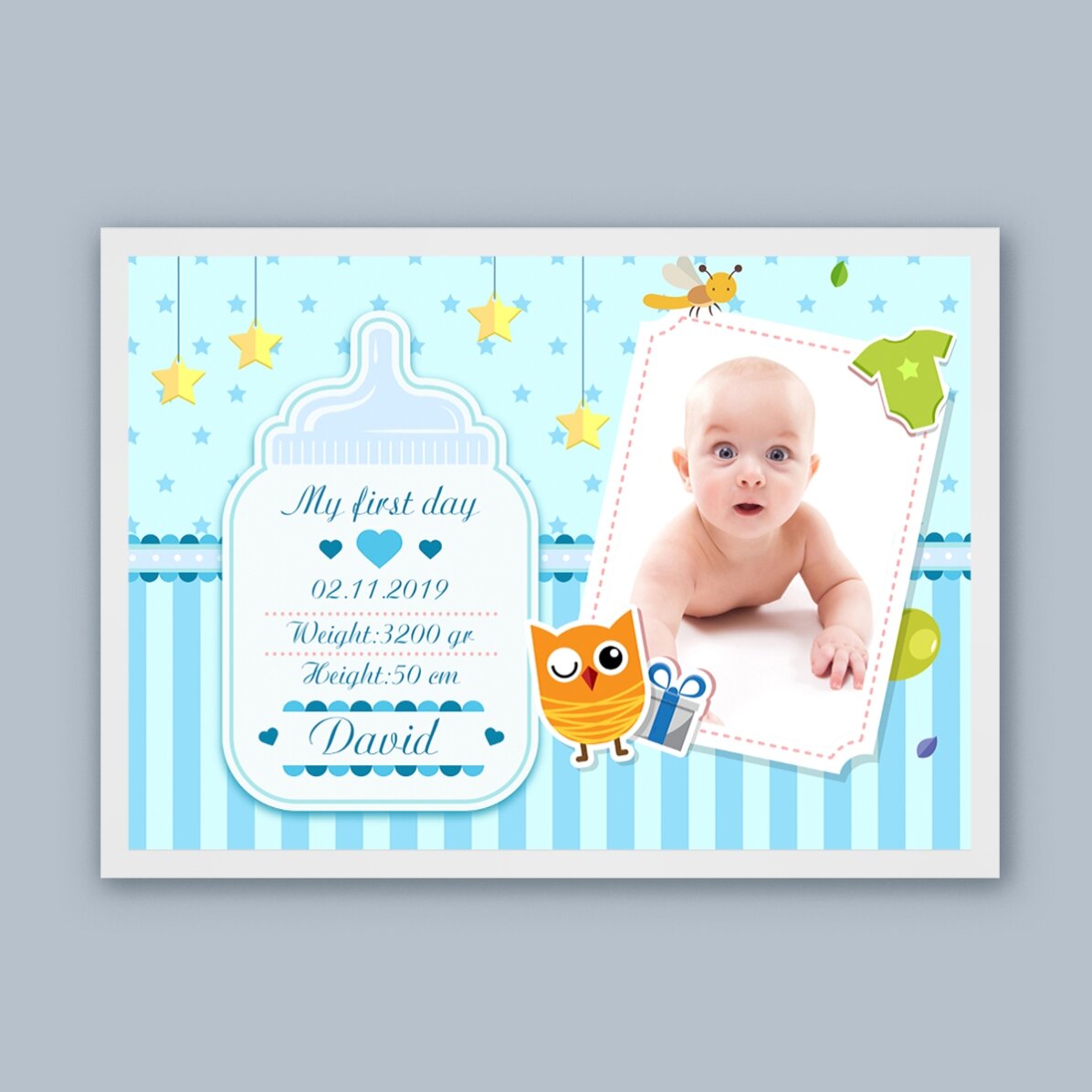 Tablou personalizat pentru nou născuți - Băieței