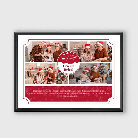 Tablou personalizat cu 4 poze si text - Model de Crăciun