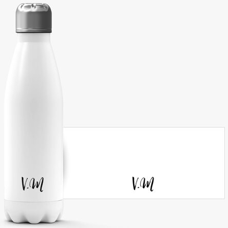 Termos cu bază albă personalizat cu inițiale 