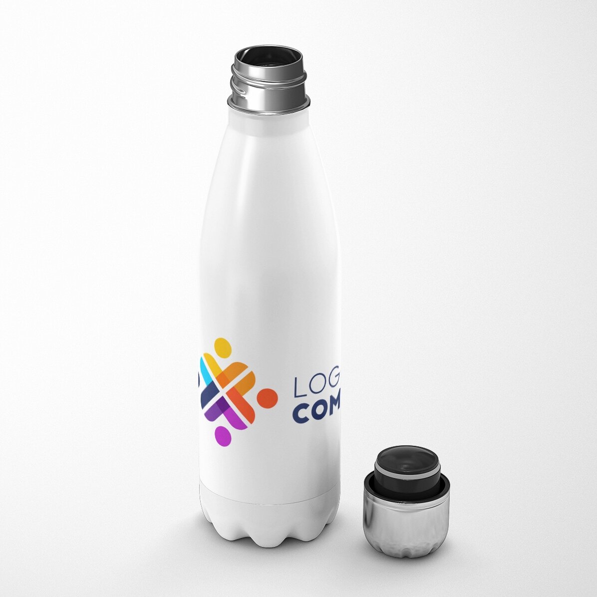 Termos cu bază albă personalizat cu logo pe landscape