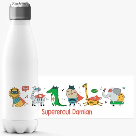 Termos cu bază albă personalizat cu mesaj - Supereroi