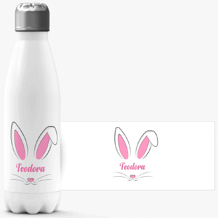 Termos cu bază albă personalizat cu nume - Bunny