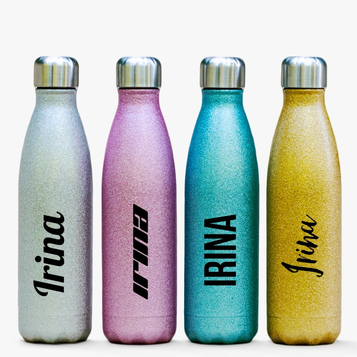 Termos cu glitter personalizat cu nume