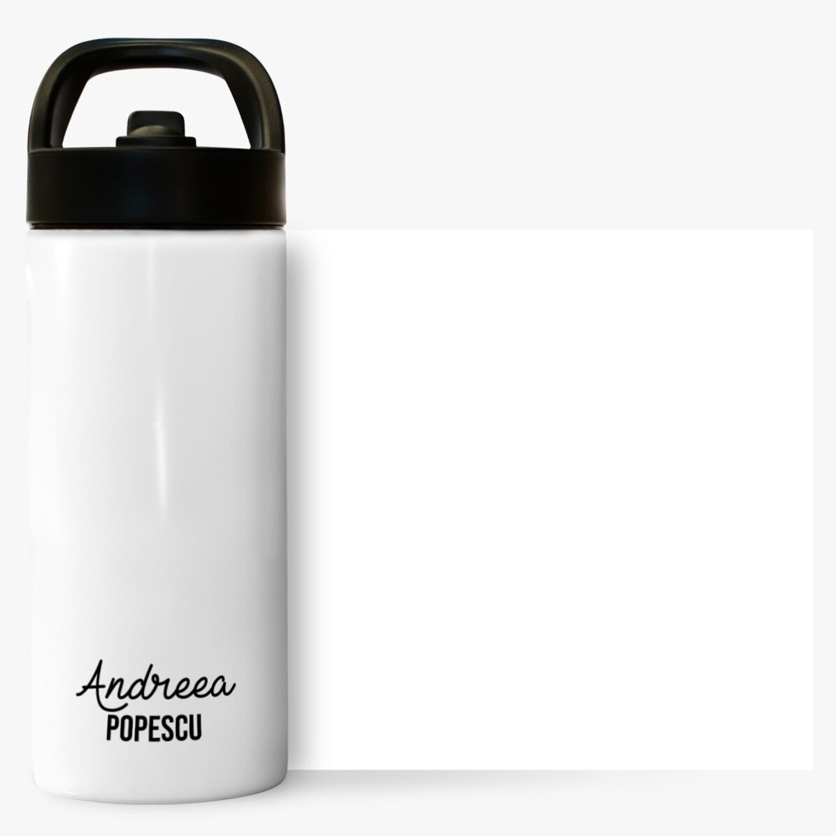 Termos cu mâner și pai personalizat cu 2 rânduri de text