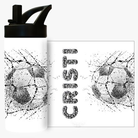 Termos cu mâner și pai personalizat cu text - Fotbal