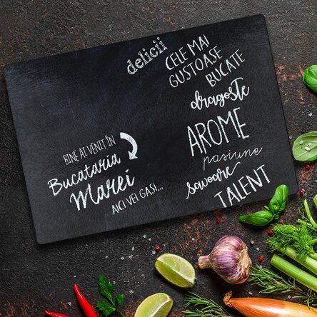 Tocător de sticlă personalizat cu text - Ingredientele tale