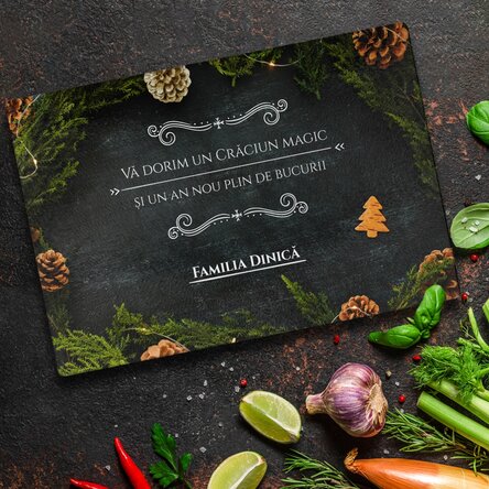 Tocător de sticlă personalizat cu text - Magia Crăciunului