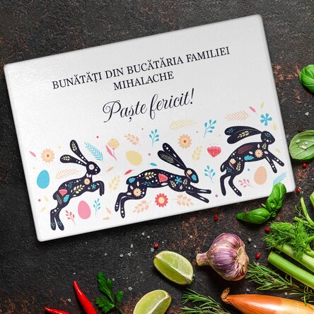 Tocător de sticlă personalizat cu text - Paște fericit!