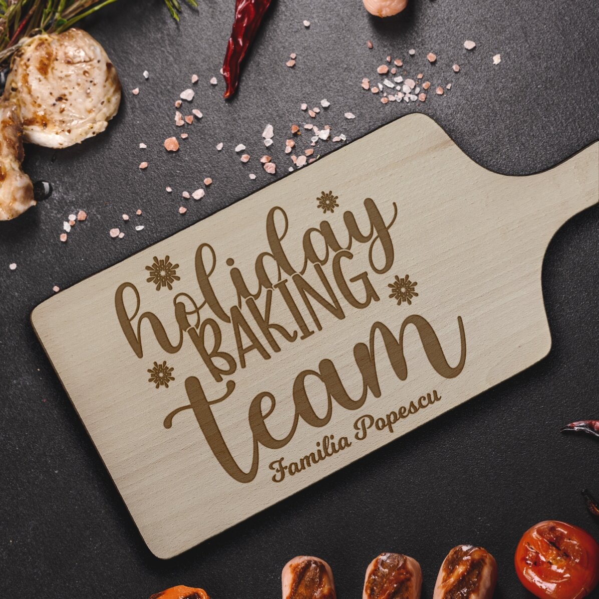 Tocător personalizat cu text - Holiday baking team