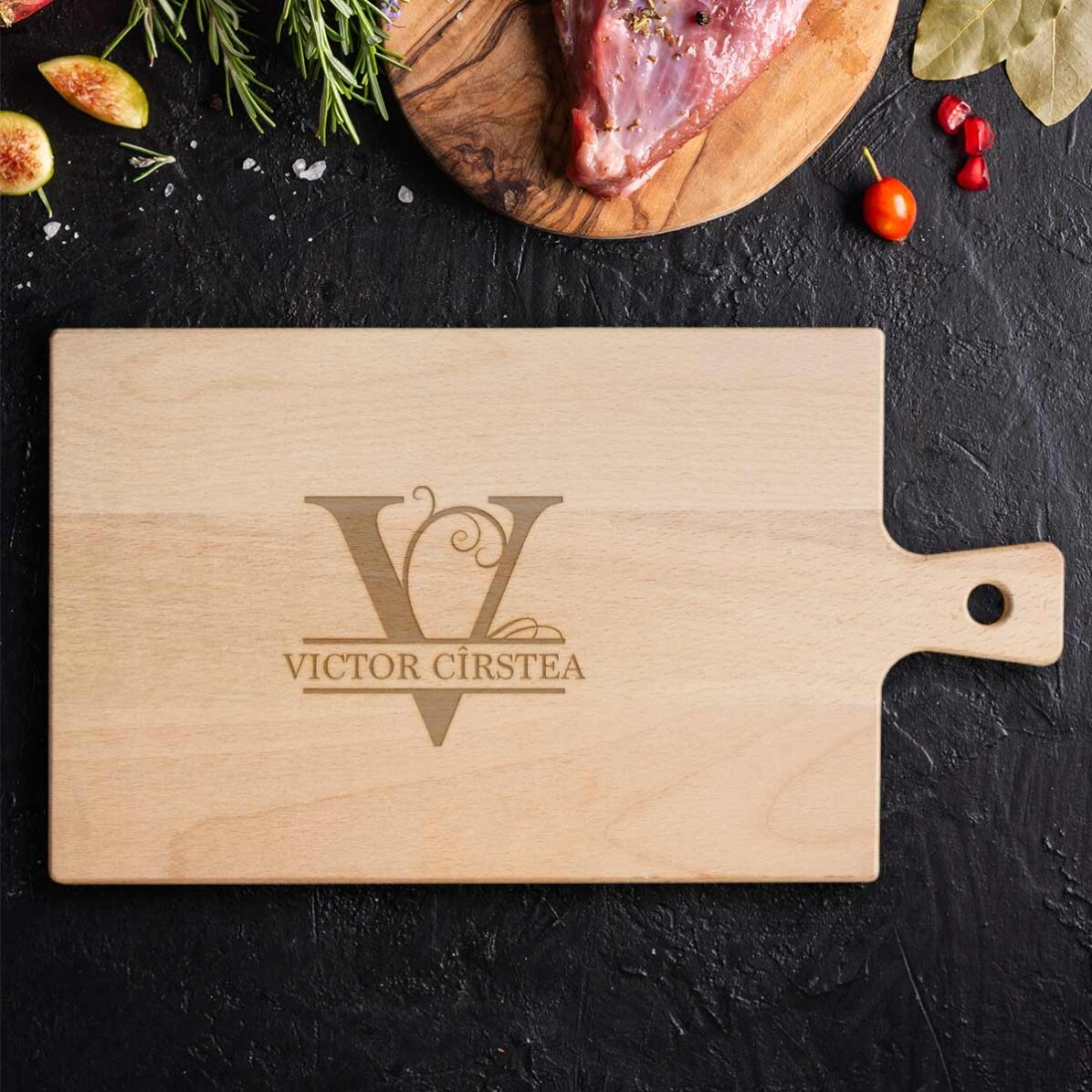 Tocător personalizat - Monogramă și nume