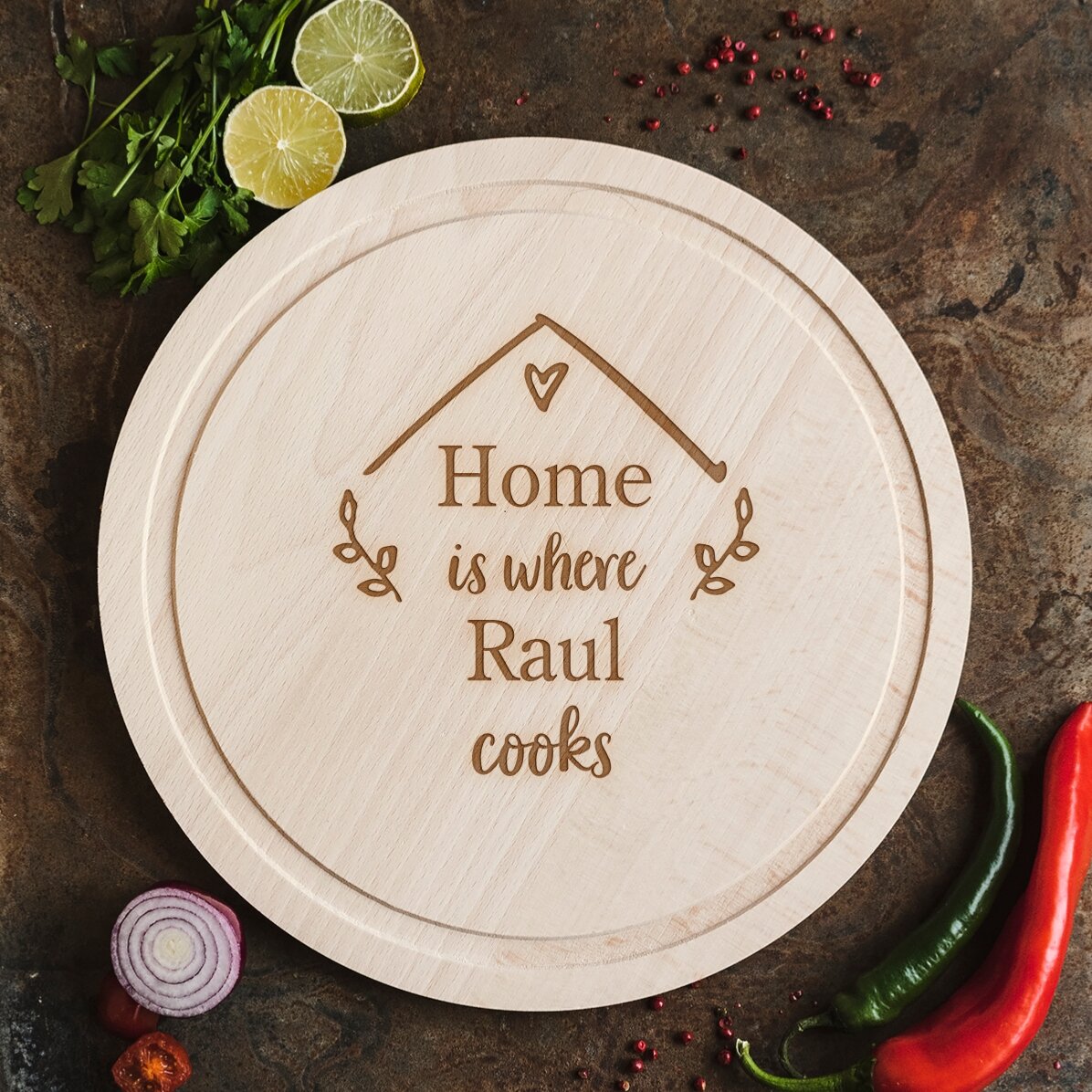 Tocător rotund personalizat - Home