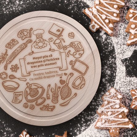 Tocător rotund personalizat - Moșul bucătar
