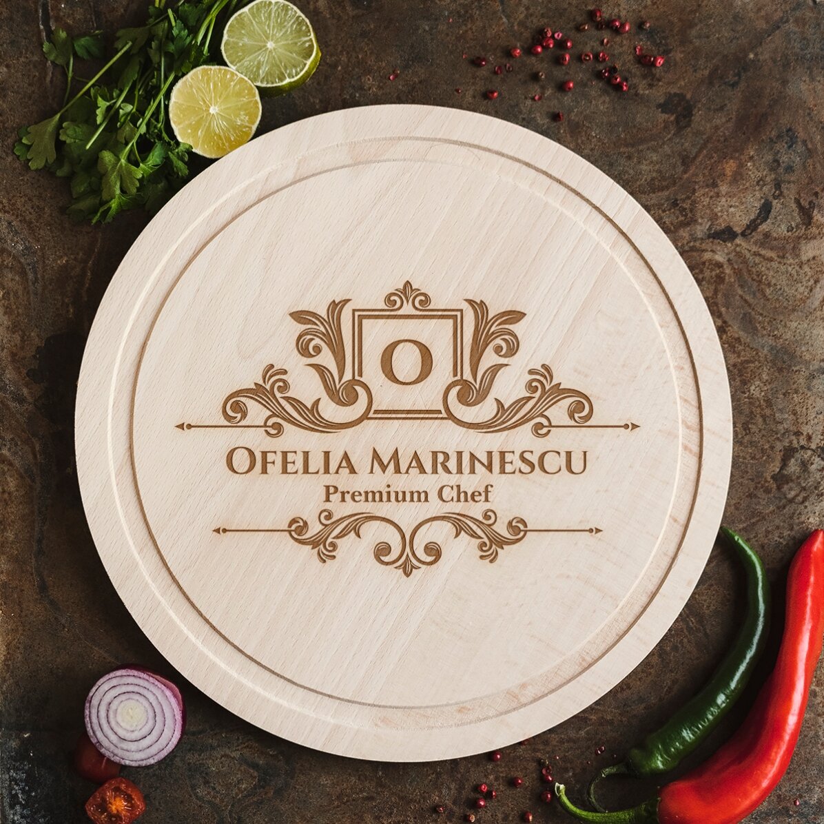 Tocător rotund personalizat - Premium Chef