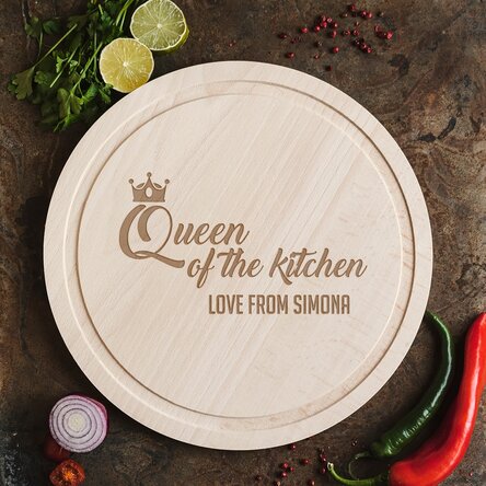 Tocător rotund personalizat - Queen of the Kitchen