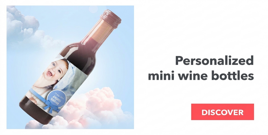 Personalised mini wine bottles for christenings