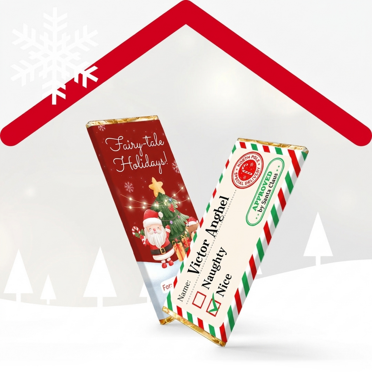 Personalised mini chocolate bar for Christmas