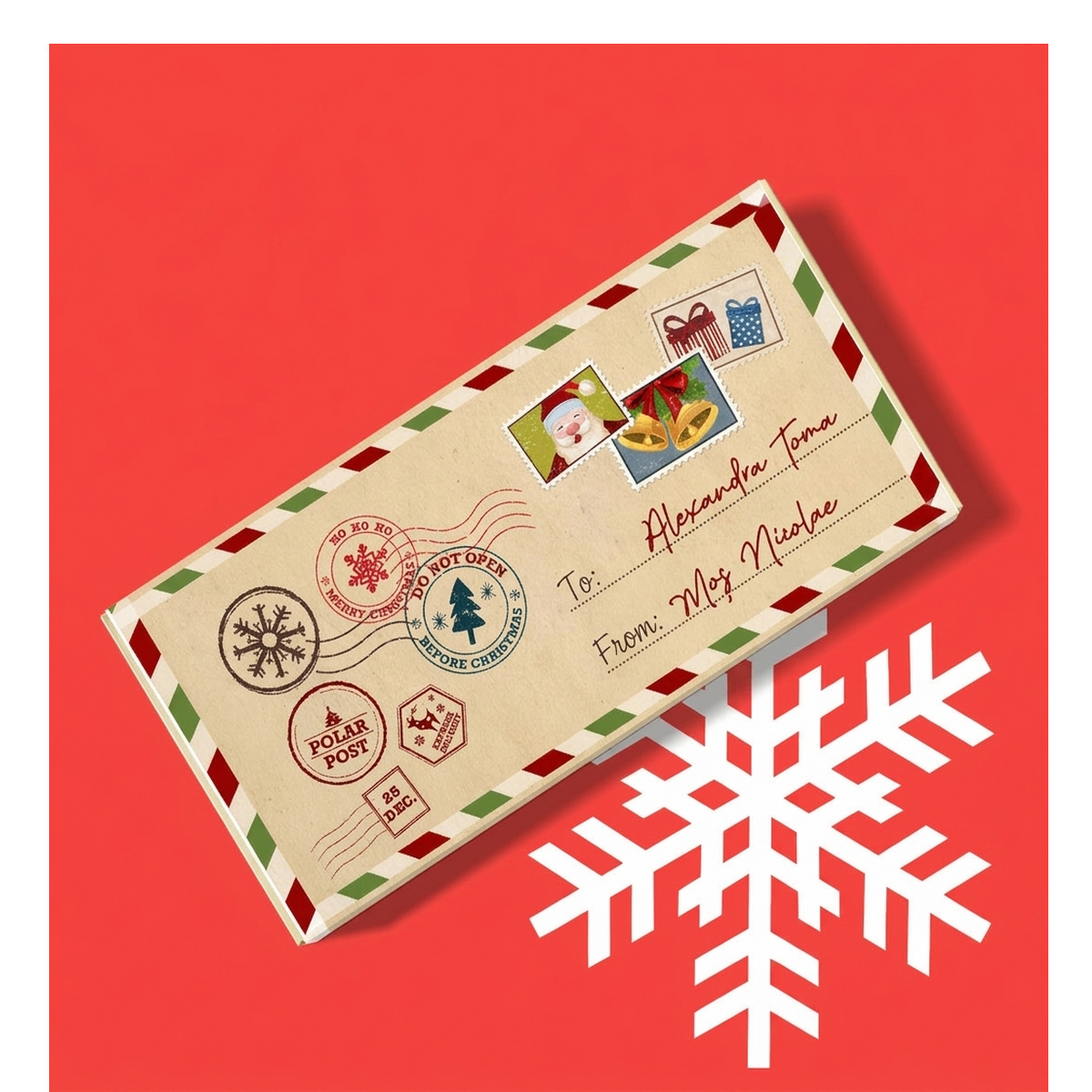Personalised chocolate bar from Santa Claus