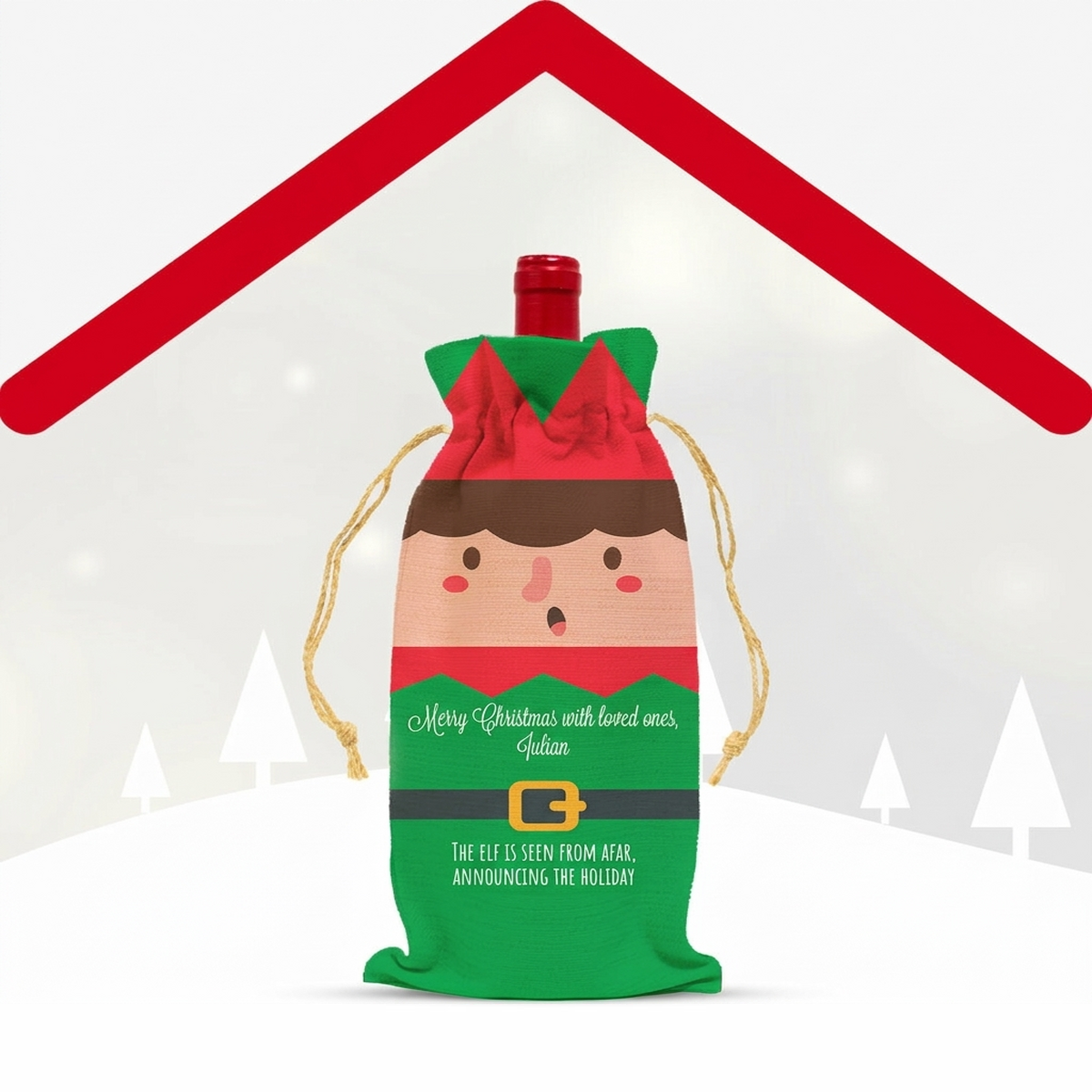 Personalised bags for Christmas wine bottles