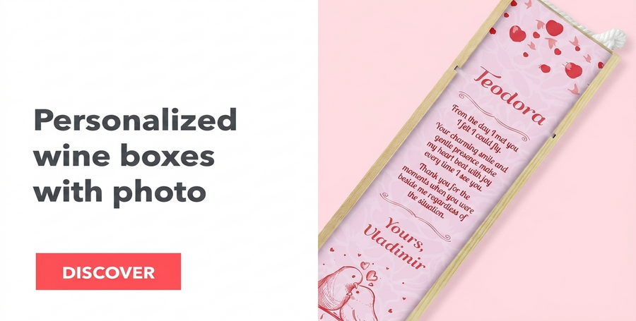 Personalised wine boxes with photo