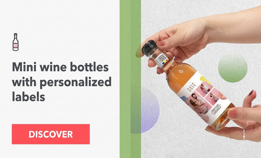 Personalised mini wine bottles