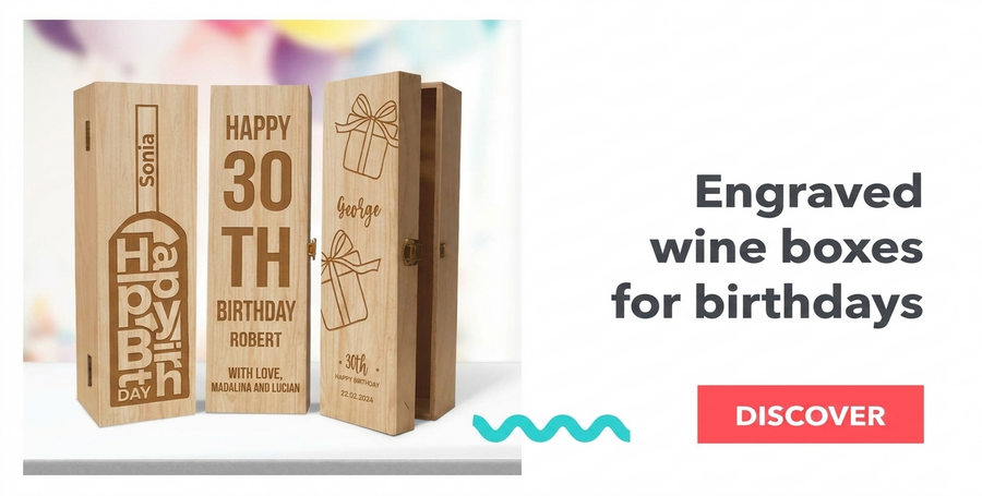 Engraved wine boxes for birthdays