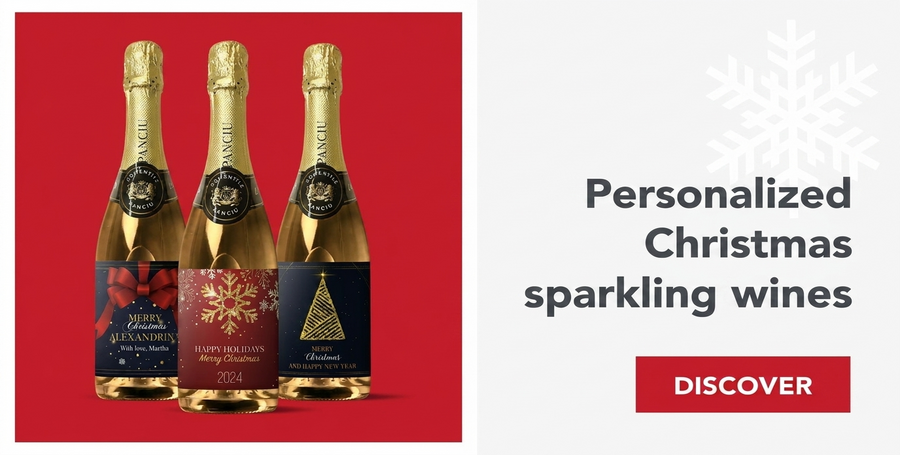 Personalised sparkling wines for Christmas