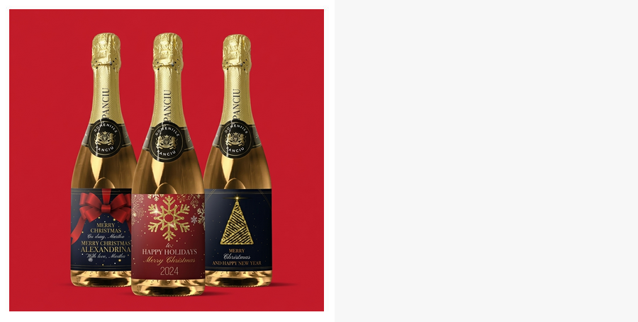 Personalised sparkling wines for Christmas
